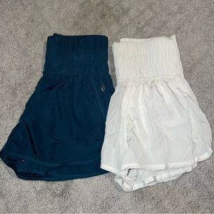 Two of The Way Home Shorts Teal and White Free People Movement size Medium